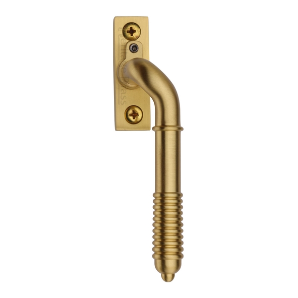 V895L RH-SB  Right Hand  Satin Brass  Heritage Brass Locking Reeded Cranked Espagnolette Fastener
